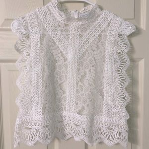 White lace crop top